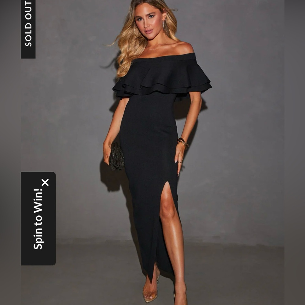 VICI Timeless Beauty Ruffle Off The Shoulder Maxi Dress